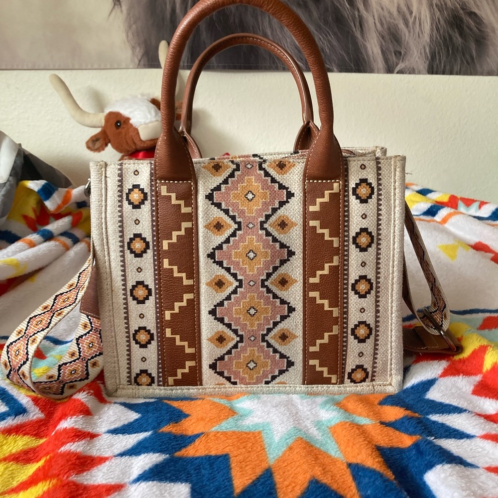 Boho Geometric Strap Canvas Bag - image 2